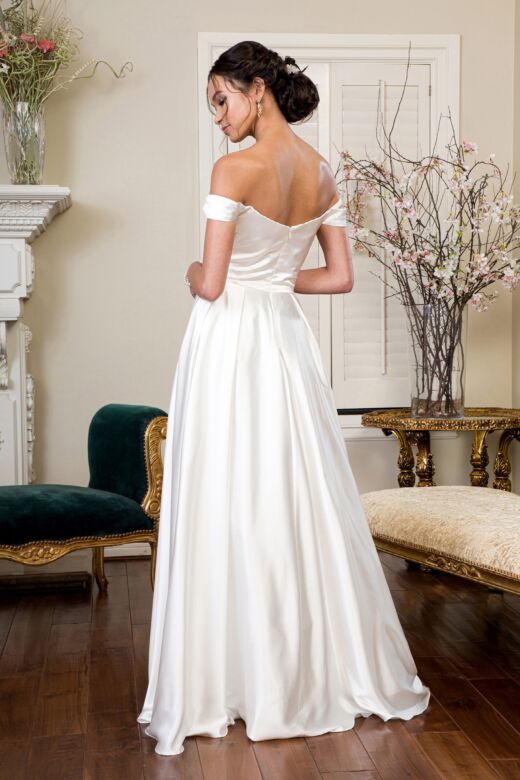 Elizabeth K GL1908 A-Line Satin Off The Shoulder Wedding Dress