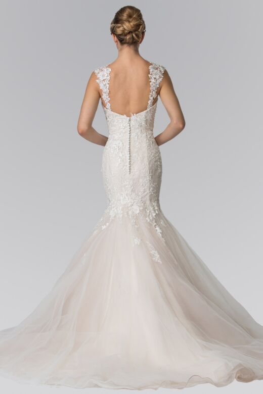 GLS by Gloria GL2367 Queen Anne Neck Mermaid Wedding Gown