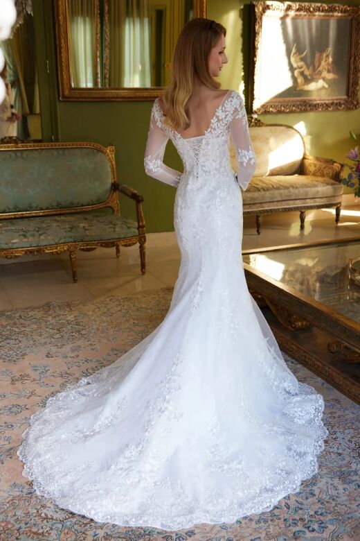 GLS by Gloria GL3605 V-Neck Long Sleeve Cape Wedding Dress