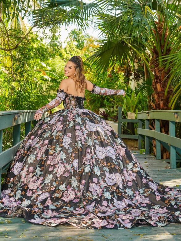 House of Wu LizLou 26092M Sweetheart Neck Floral Sweet 16 Dress - Stock Only