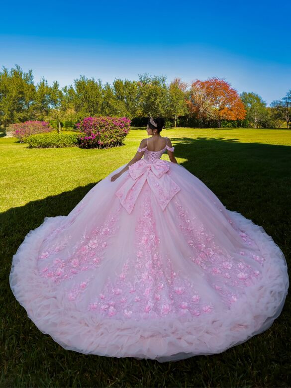 House of Wu 26141 Pink Cold-Shoulder Embellished Dress
