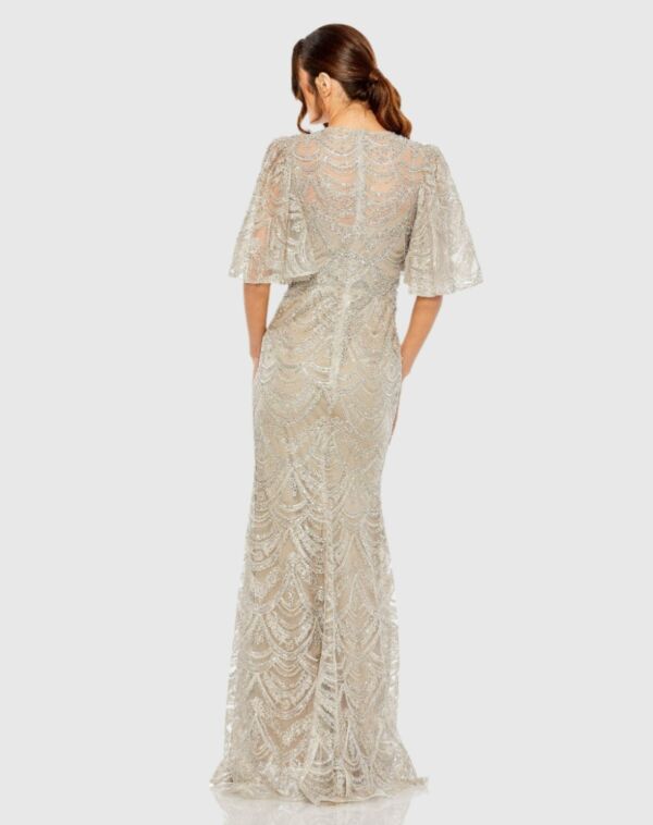 Mac Duggal 20481 Flutter Sleeve Beaded Lace Dress