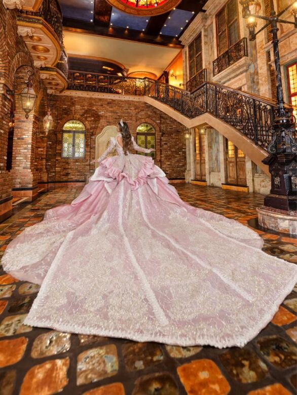House of Wu LizLou Maravilla 80034 Cutout Back Long Sleeve Quince Gown