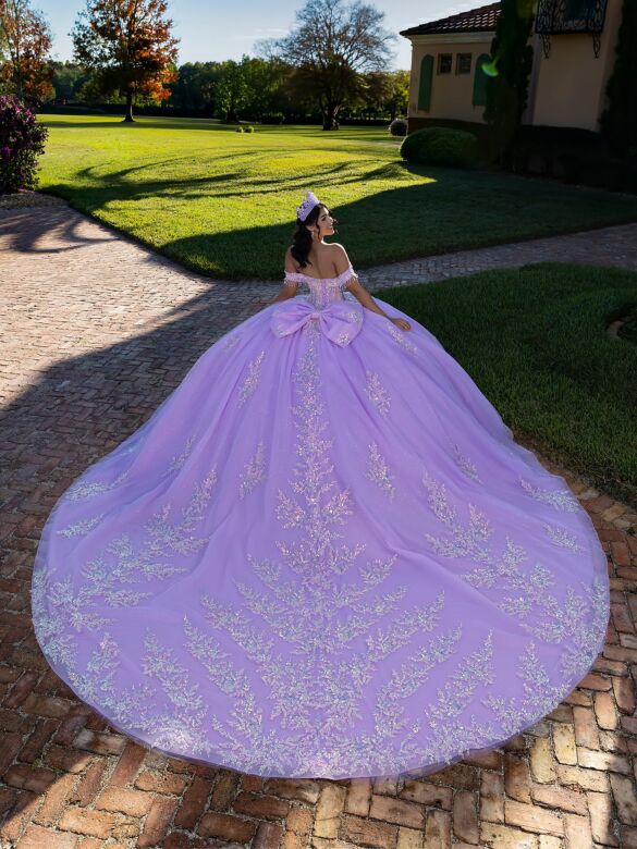 House of Wu 80075 Lilac Cathedral Train Embellished Dress