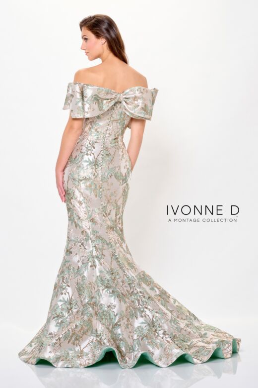 Ivonne D Exclusively for Mon Cheri ID6203 Bow Neck Trumpet Dress