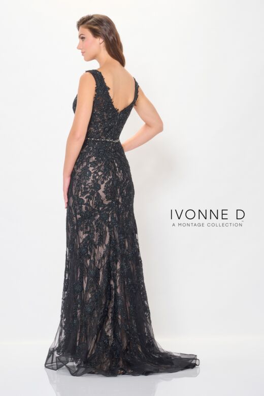 Ivonne D Exclusively for Mon Cheri ID6207 Beaded Waist V-Neck Dress