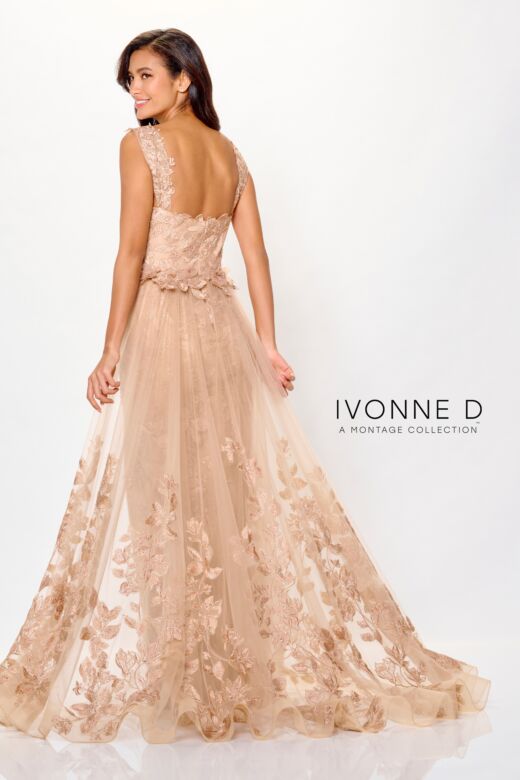 Ivonne D Exclusively for Mon Cheri ID6209 Removable Train Lace Dress