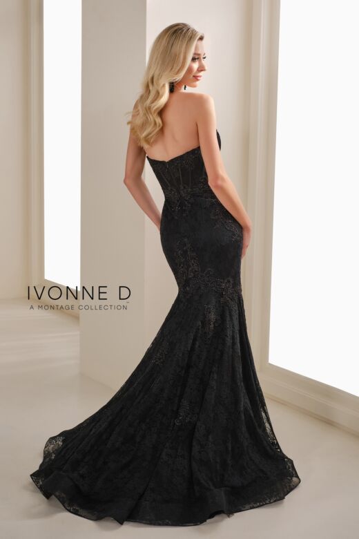 Ivonne D Exclusively for Mon Cheri ID1403 Strapless Trumpet Lace Dress