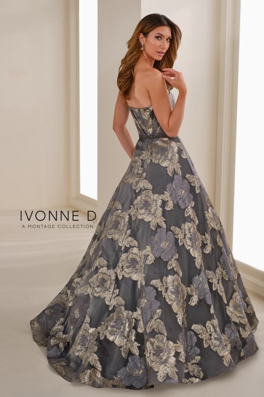 Ivonne D Exclusively for Mon Cheri ID1410 Brocade Sweetheart Neck Dress
