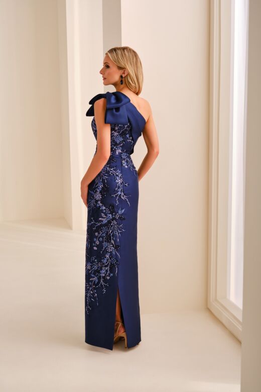 Ivonne D ID2207 One-Shoulder Mikado Overskirt Dress