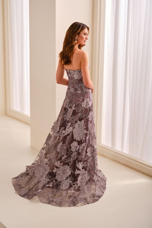 Ivonne D ID2211 Floral Embroidered A-Line Dress