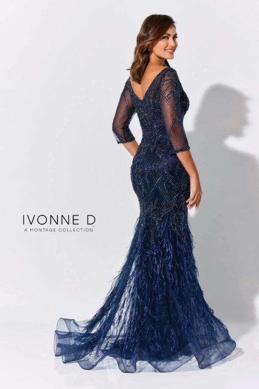 Ivonne D Exclusively for Mon Cheri ID318 Feather Skirt Dress