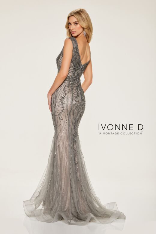 Ivonne D by Mon Cheri ID802 Removable Sleeve Beaded Mermaid Dress