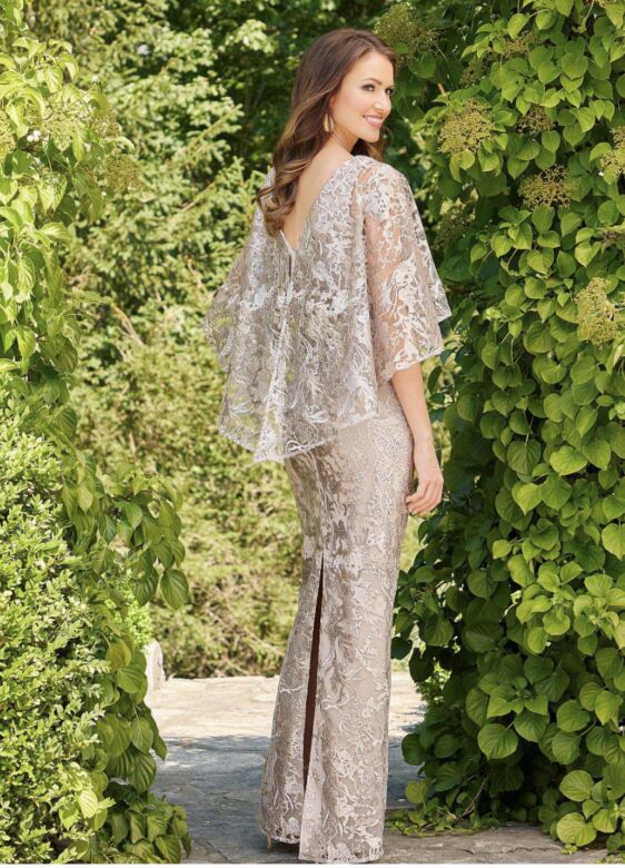 Mori Lee MGNY 72509 Cape Sleeve Beaded Lace Dress