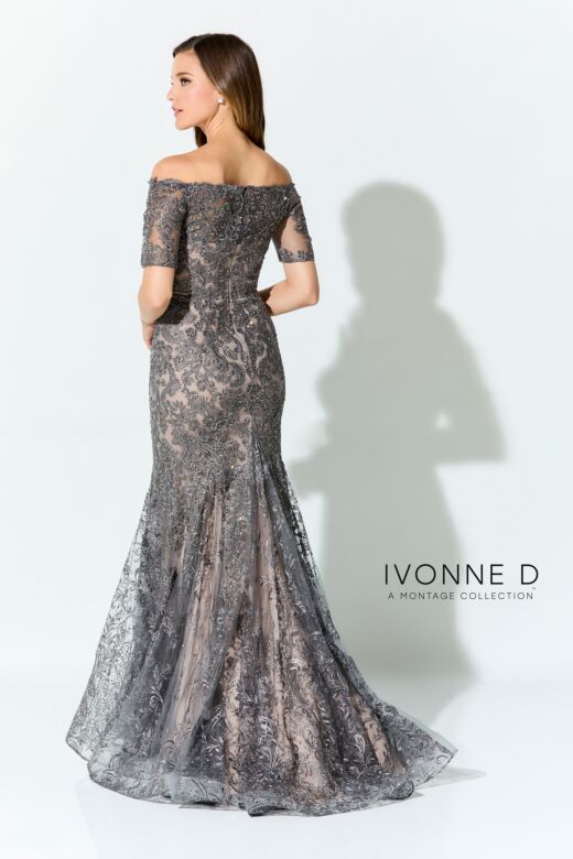 Ivonne D Exclusively for Mon Cheri ID925 Short Sleeve Embroidery Dress