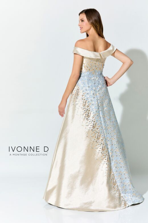 Ivonne D Exclusively for Mon Cheri ID929 Off The Shoulder Brocade Dress