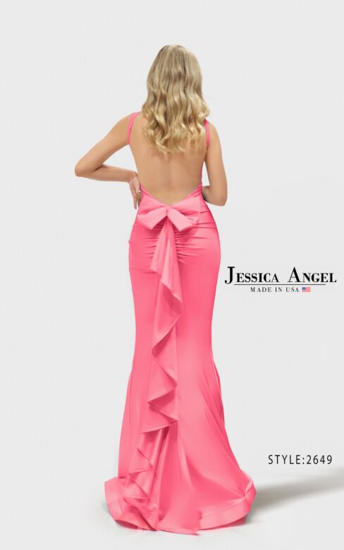 Jessica Angel JA2649 Bow Back Sleeveless V-Neck Dress