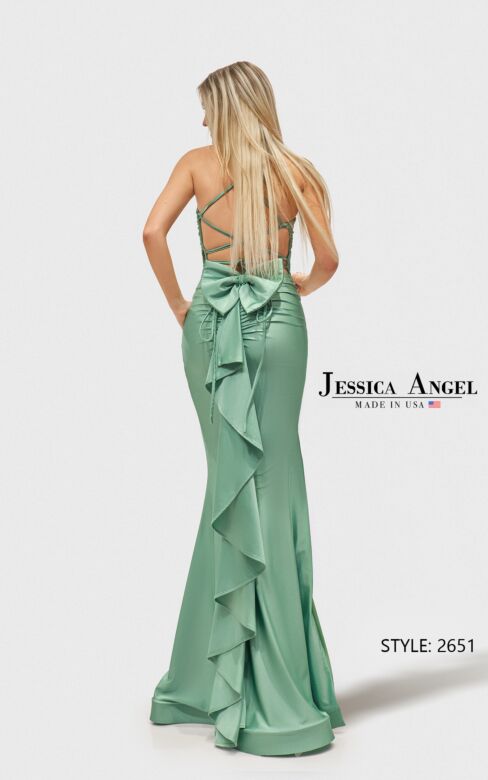 Jessica Angel JA2651 High Slit Waterfall Back Dress