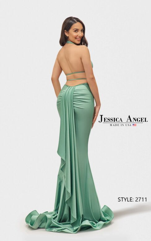Jessica Angel JA2711 Side Slit Strappy Back Halter Dress