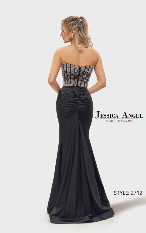 Jessica Angel JA2712 Side Slit Beaded Corset Top Dress