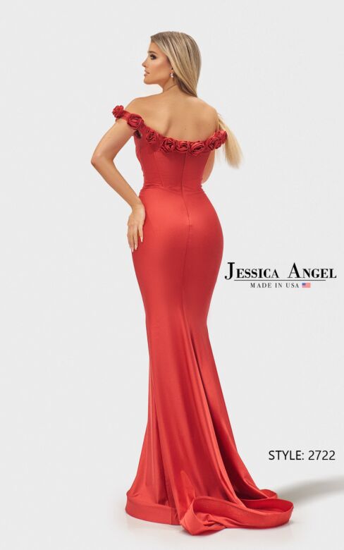 Jessica Angel JA2722 Rosette Neck Off-The-Shoulder Dress