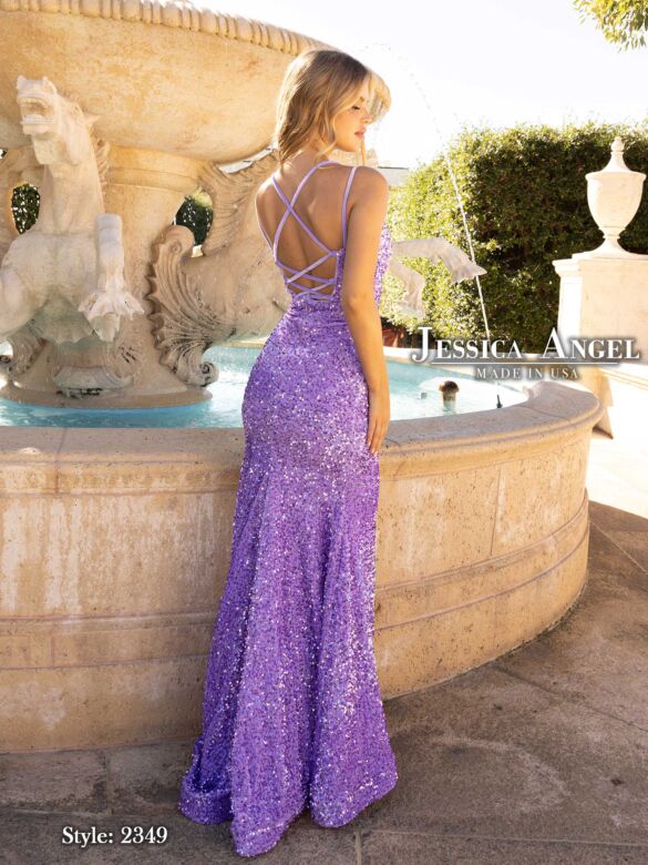 Jessica Angel 2349 Lace-Up Back Sequin Dress