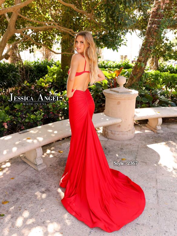 Jessica Angel 2369 Criss Cross Bodice Exposed Back Dress