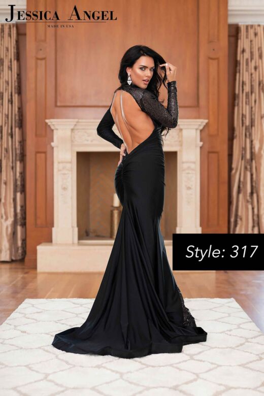 Jessica Angel 317 Cutout Back Long Sleeve Dress