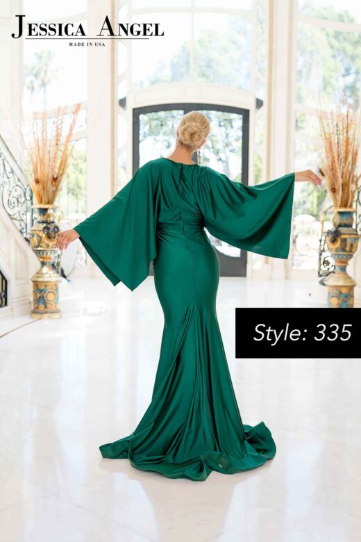 Jessica Angel 335 Kimono Sleeves Plunging Neck Dress