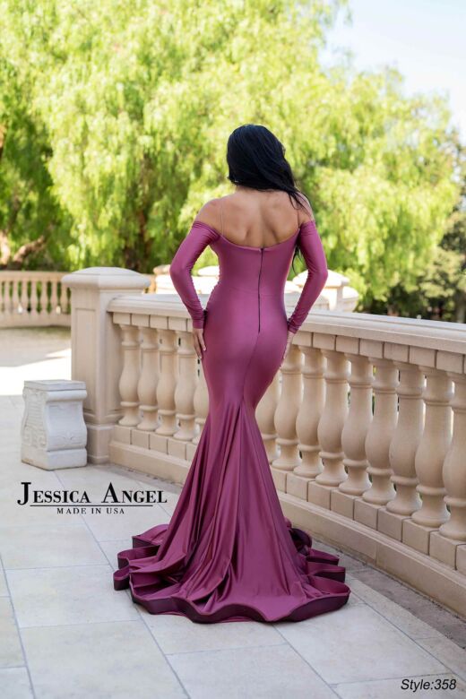 Jessica Angel 358 Long Sleeves Plunging Neck Dress