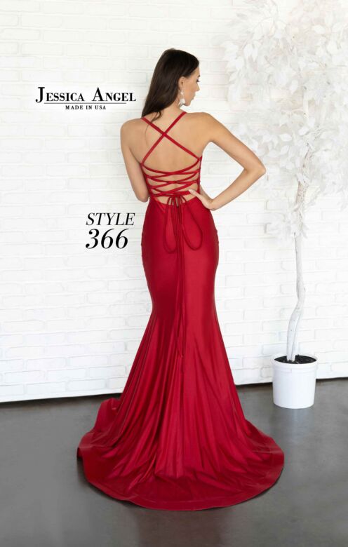 Jessica Angel 366 Slit Skirt Lace-Up Back Dress