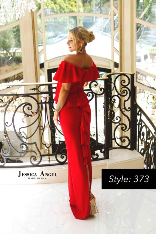 Jessica Angel 373 Ruffle Slit Off The Shoulder Dress