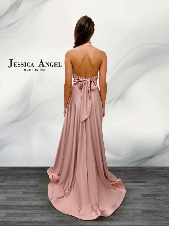 Jessica Angel 379 Slit Skirt Plunging Halter Dress