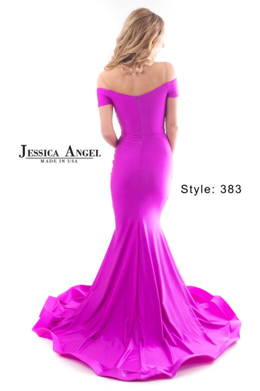 Jessica Angel 383 Long Train Plunging Neckline Dress