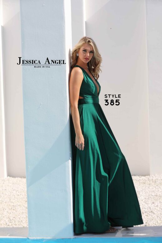Jessica Angel 385 High Slit Plunging Neck Dress