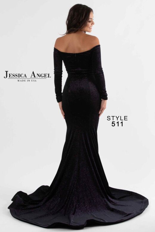Jessica Angel 511 Illusion Slit Plunging Neck Dress
