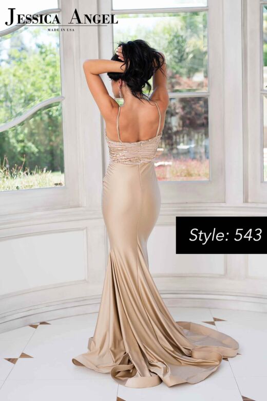 Jessica Angel 543 Sequin Bodice Spaghetti Straps Dress