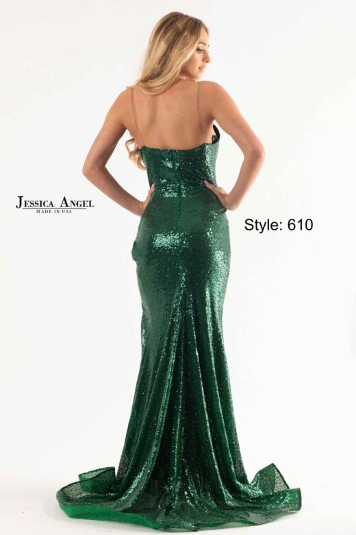 Jessica Angel 610 Plunging Neckline Sequin Dress