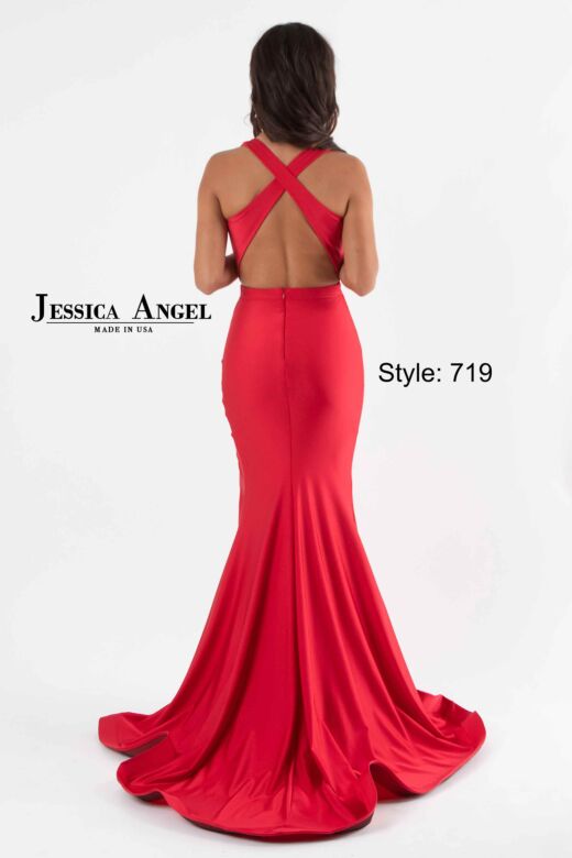 Jessica Angel 719 Plunging Neckline Cross Back Dress