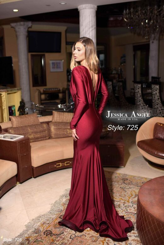 Jessica Angel 725 Plunging Neckline Long Sleeve Dress