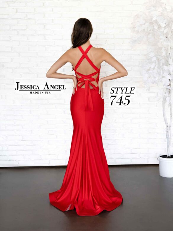 Jessica Angel 745 Plunging Neckline Lace-Up Dress