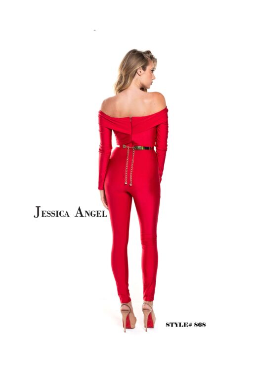 Jessica Angel 868 Metal Belt Off The Shoulder Jumpsuit