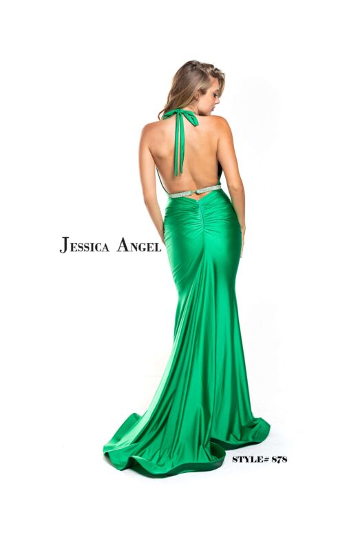 Jessica Angel 878 Beaded Waist Tie Halter Dress
