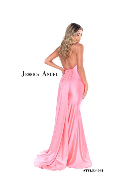 Jessica Angel 931 Long Tail Plunging Halter Dress