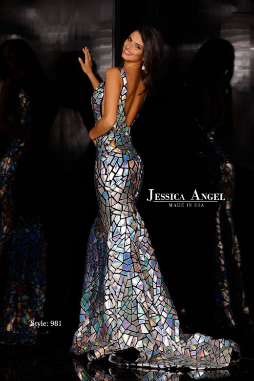 Jessica Angel 981 Open Back Holographic Dress