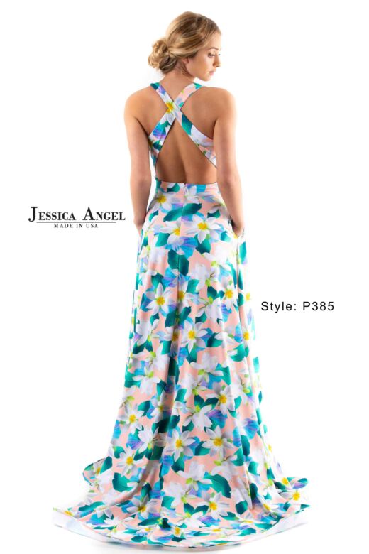 Jessica Angel P385 Floral Print Plunging Neck Dress