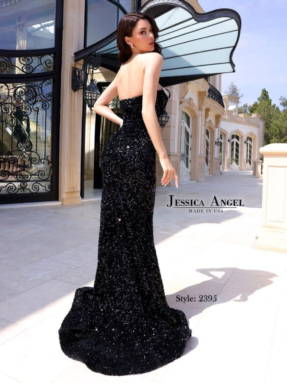 Jessica Angel 2395 Beaded Neckline Sequin Dress