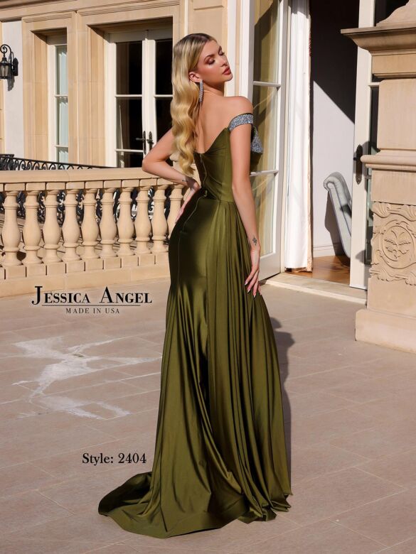 Jessica Angel 2404 Asymmetrical Neckline Side Tail Dress