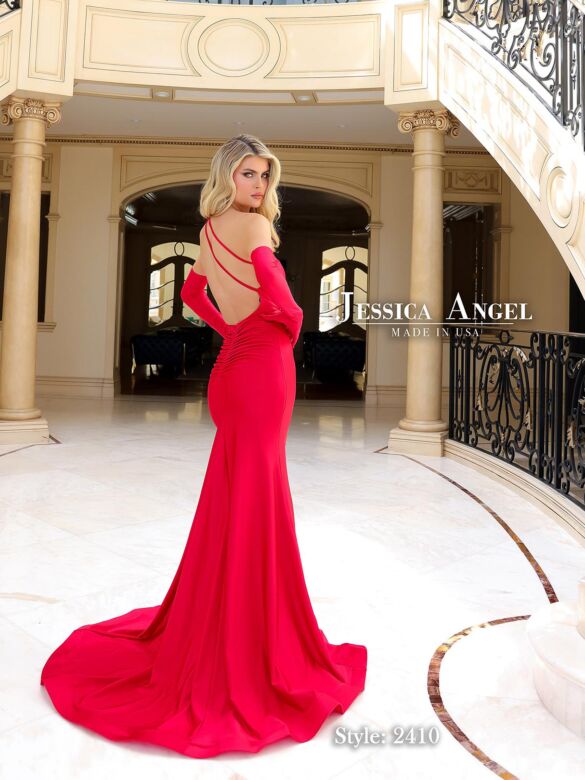 Jessica Angel 2410 Opera Gloves One Shoulder Dress