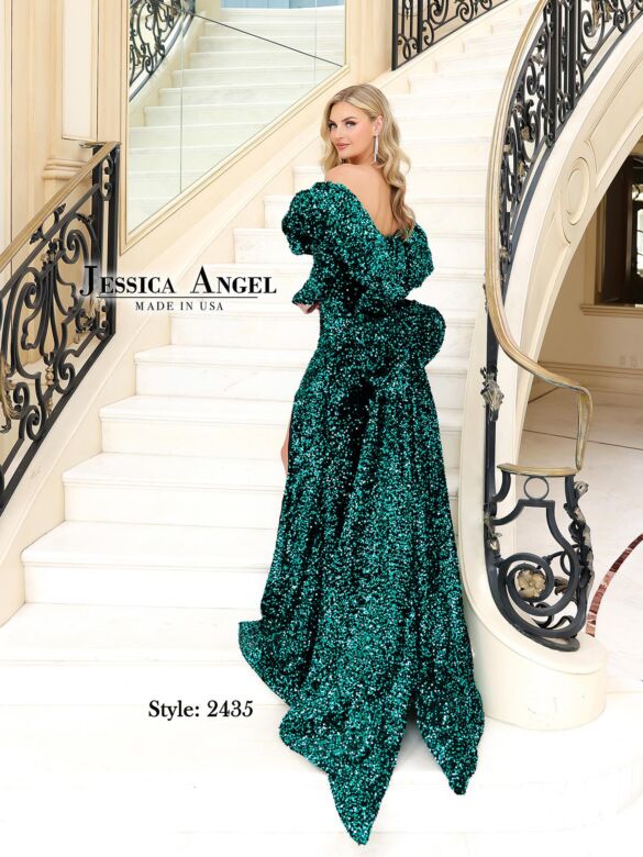 Jessica Angel 2435 Bow Train Off The Shoulder Dress
